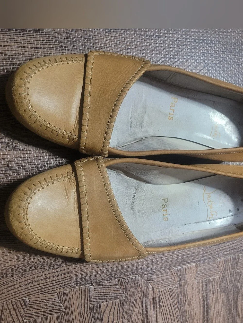 CHRISTIAN LOUBOUTIN Leather Camel Loafers Sz 9.5